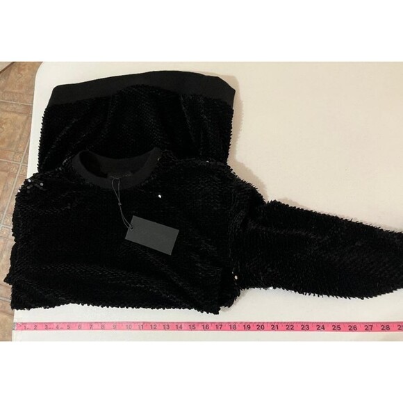 NWT Kendall + Kylie Women’s Black Velvet Sequined Tunic Dress Long Sleeve S - Picture 8 of 9